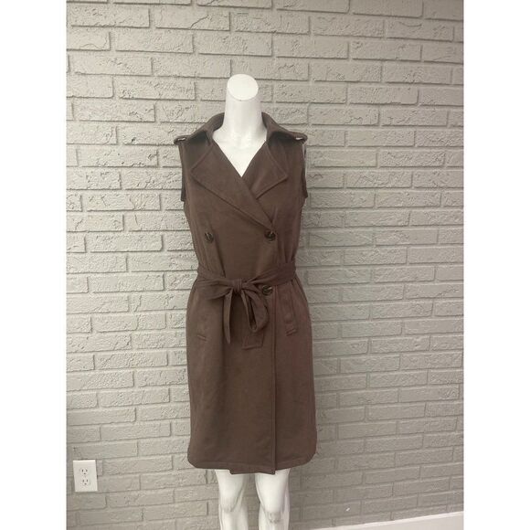 Sincerely Jules Women Faux Suede Sleeveless Double Breasted Blazer Dress Size XS - Picture 1 of 8
